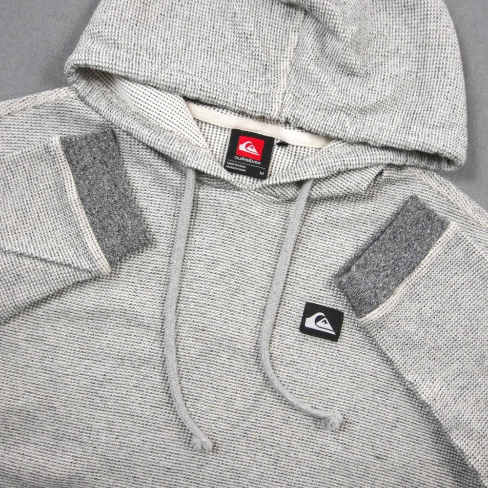 Y2K Quiksilver Lightweight Waffle Knit Hoodie Thermal Men Long Sleeve M Surfing
